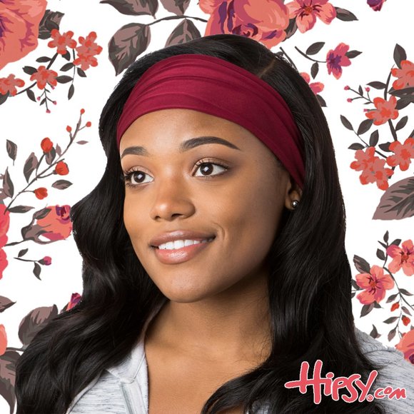 Hipsy Basic Burgundy Women's Adjustable Spandex Xflex Headband - Picture 1 of 7
